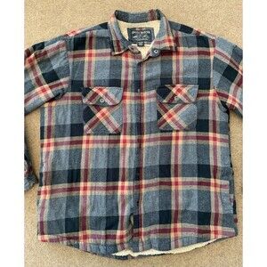 Grizzly Mountain Sherpa Lined Flannel Shirt Mens 2XL Plaid Shacket Snap Outdoor
